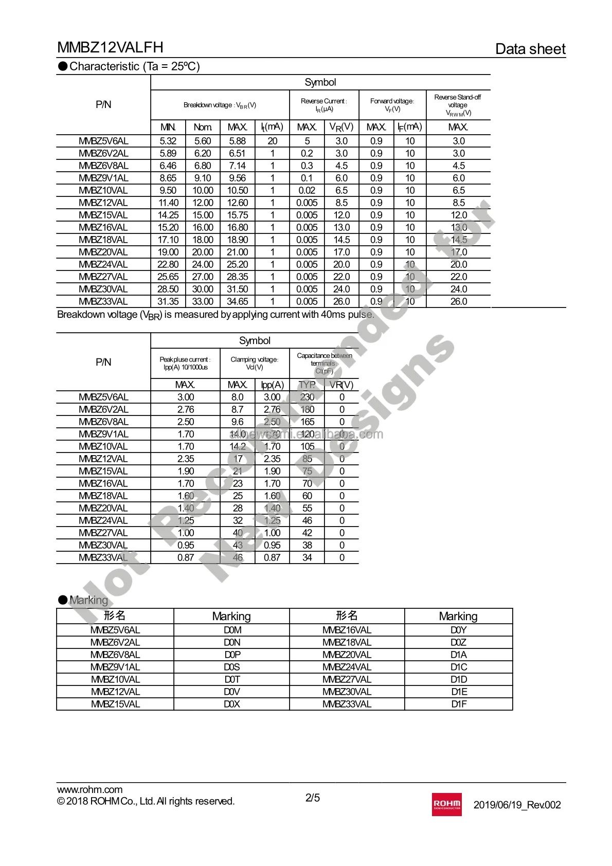 Hot sale Original MMBZ12VALFHT116 TVS DIODE 8.5VWM 17VC SSD3 17V Clamp 2.35A Ipp Tvs Diode Surface Mount