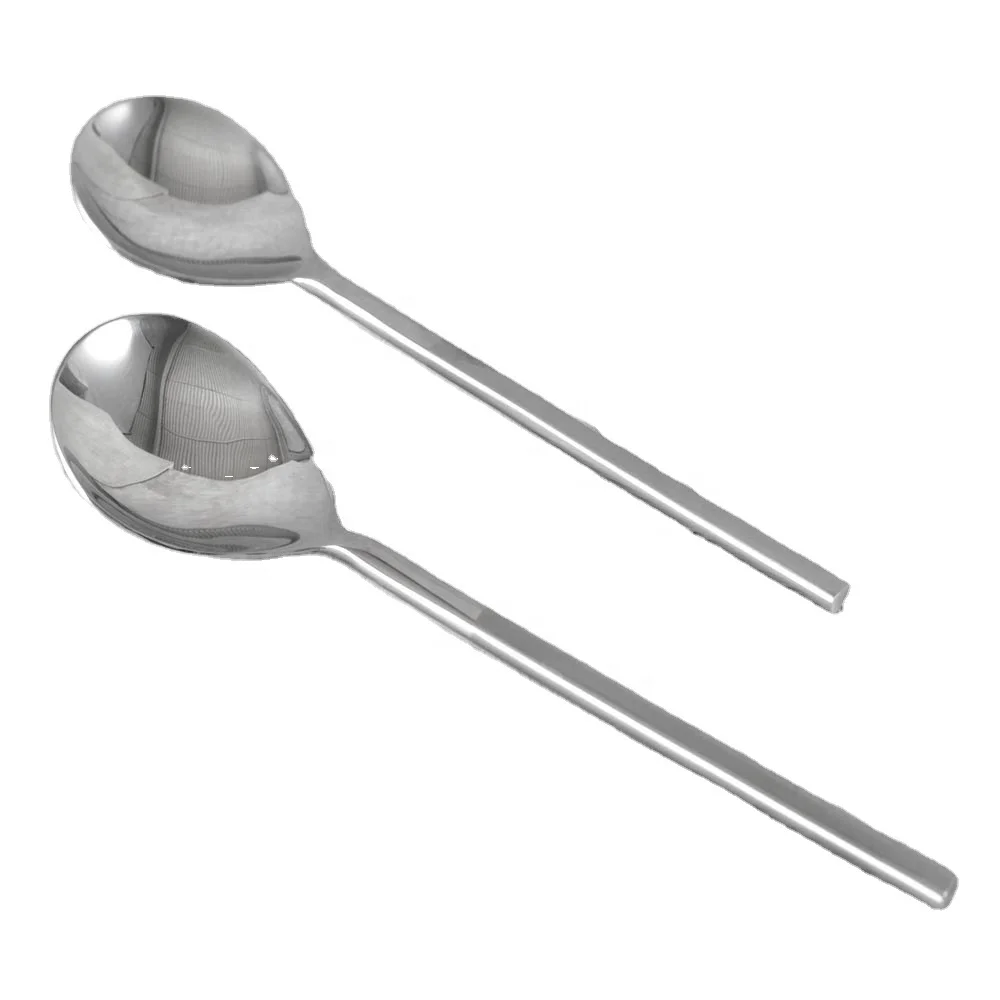 Сервировочная Ложка для салата из нержавеющей стали с милой гладкой круглой ручкой, роскошные декоративные столовые приборы, набор серверов для салата