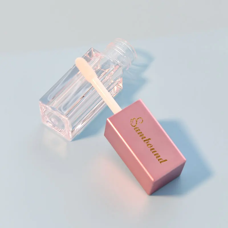 Wholesale Custom Private Label square Unique clear 7ml Lip Gloss Tubes Empty Lip Oil Tubes Cosmetic Tube Packaging