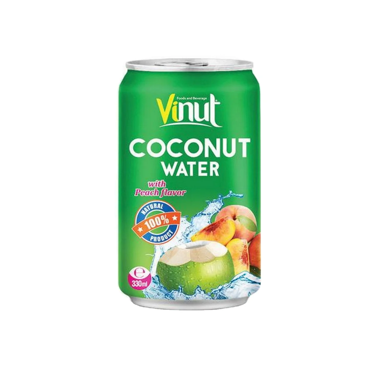 330 мл винут (консервированной) кокосовой воды с персиковым бесплатным образцом, бесплатный дизайн этикетки дистрибьюторов нежирных натуральных 100%