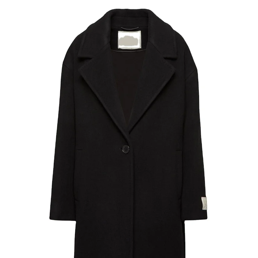 2025 Custom Unisex Black Overcoat Wool Customized Fashionable Men's Women Cashmere Overcoat Classic Long Winter Wool Coat