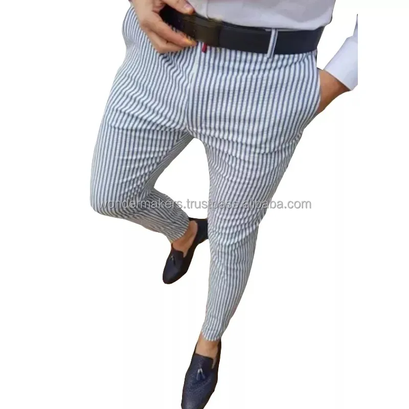 Men's Slim -front Suit Pant Business Straight Male Trousers Light Grey ...