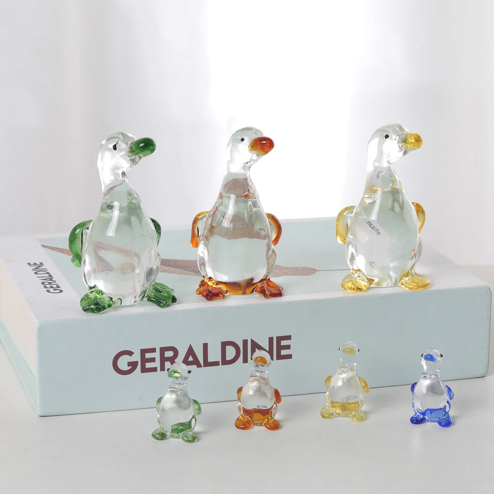 Crystal Duck Figurine Collectible - Polished Glass Animal for Home