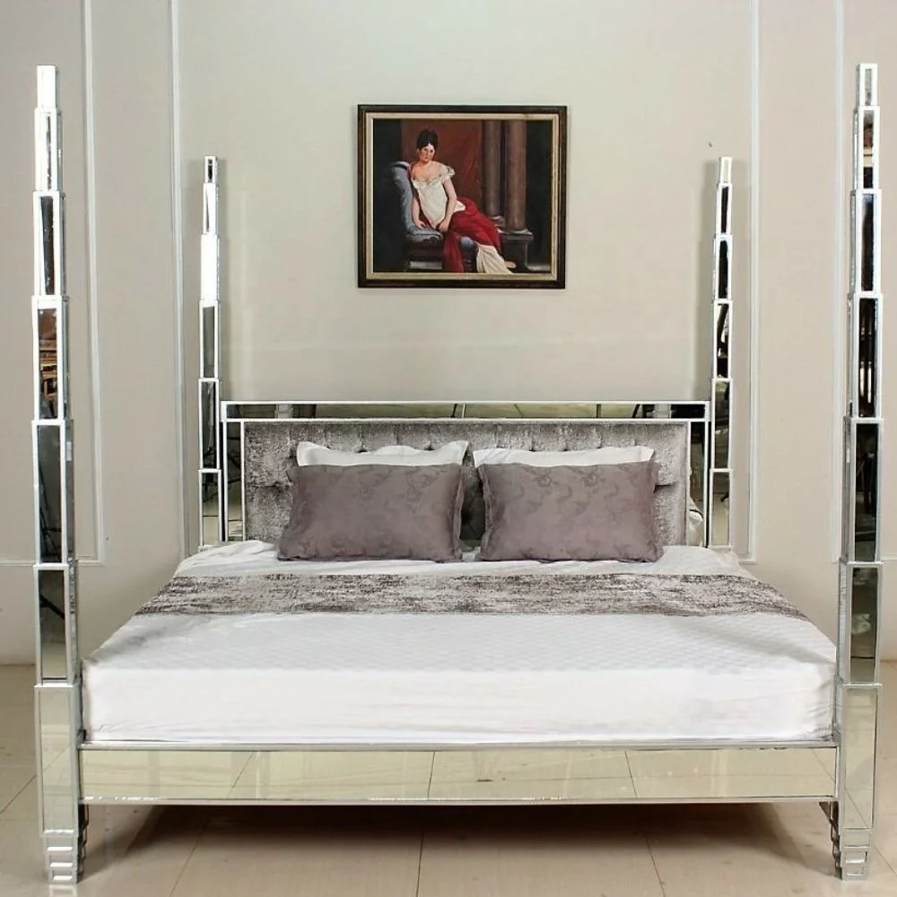 Зеркальные четыре постера для спальни деревянная кровать с зеркальными панелями отделка сделано в Индонезии дизайна интерьера