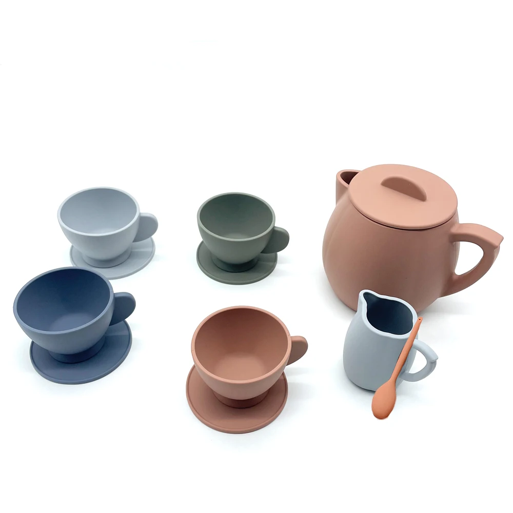 Новый продукт, многоразовый, не ломается, для девочек, игровой домик, набор силиконовых чайников, детские товары, детские игрушки
