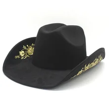 Wholesale Custom Logo Suede Cowboy Hat Wide Brim Western Cattleman Fedora Hat Adjustable Men Women Party Outdoor Travel