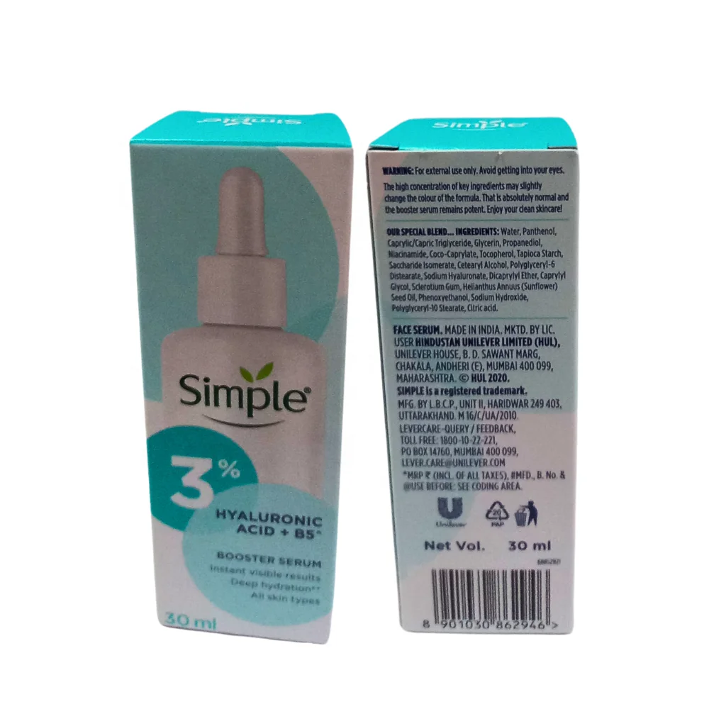 SIMPLE BOOSTER SERUM (INDIA) 30ML X 12 X 4 HYALURONIC ACID + B5