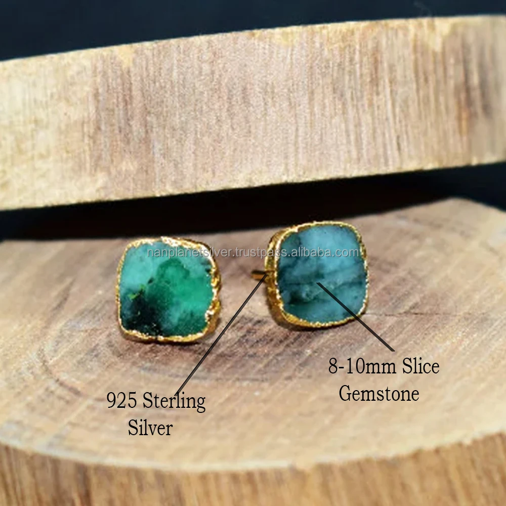 925 Sterling Silver 810mm Slice Labradorite Gemstone Gold Vermeil