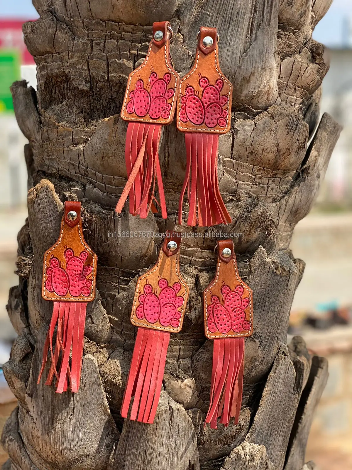 New Real Handcrafted Genuine Color Tooled Leather Cute Charming Tassel