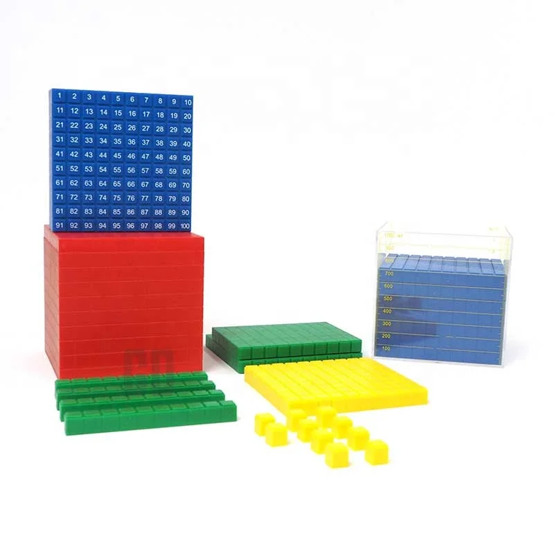 Set of 132 Piece Convex Surface Base Ten Frames, Place Value Blocks, Math Manipulative Plastic Base 10 Blocks Frame with Box