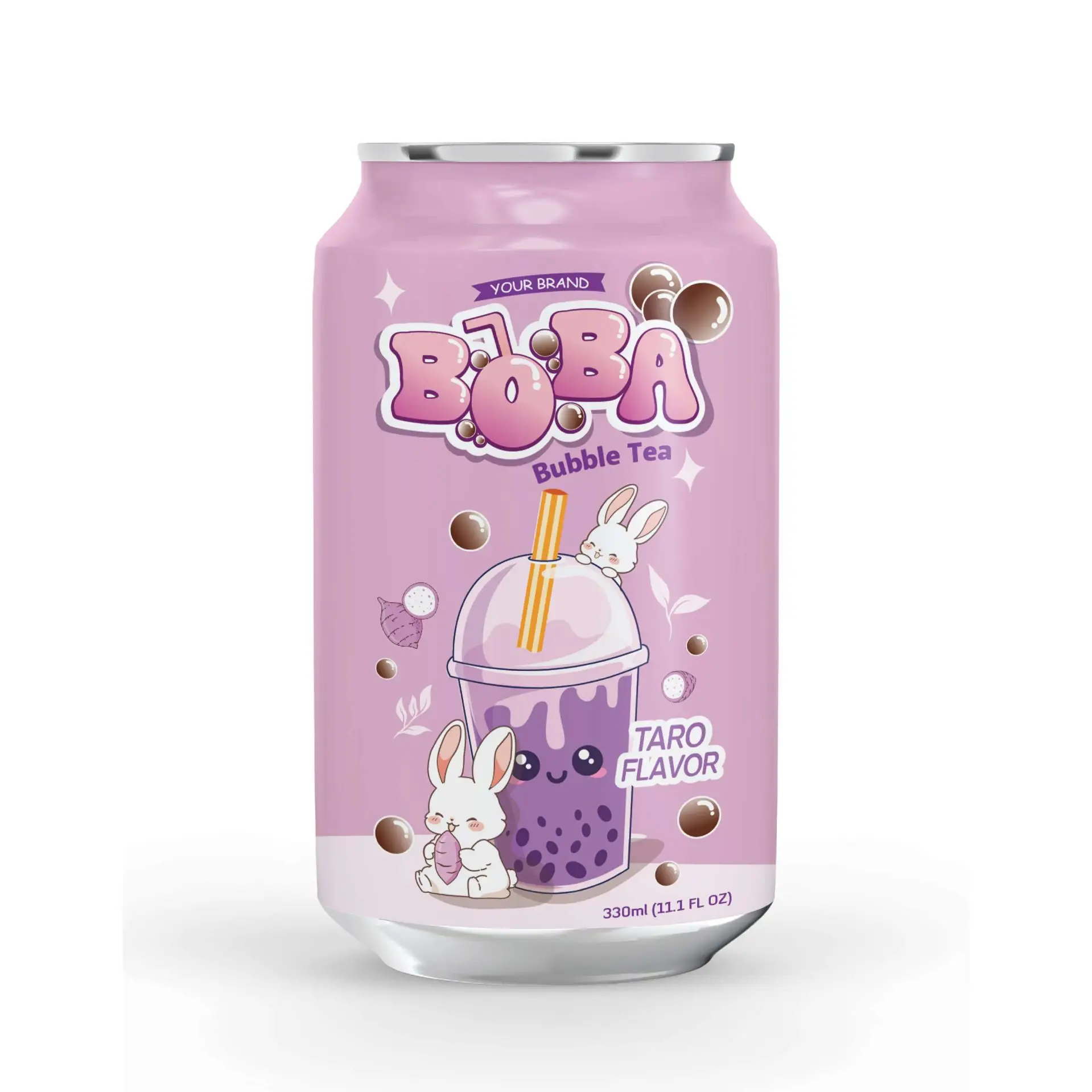 330ML Private Label Bubble Milk Tea HALAL Certified Tapioca Boba Taro Flavorful Juice Bubble Tea Beverages Wholesale Supply