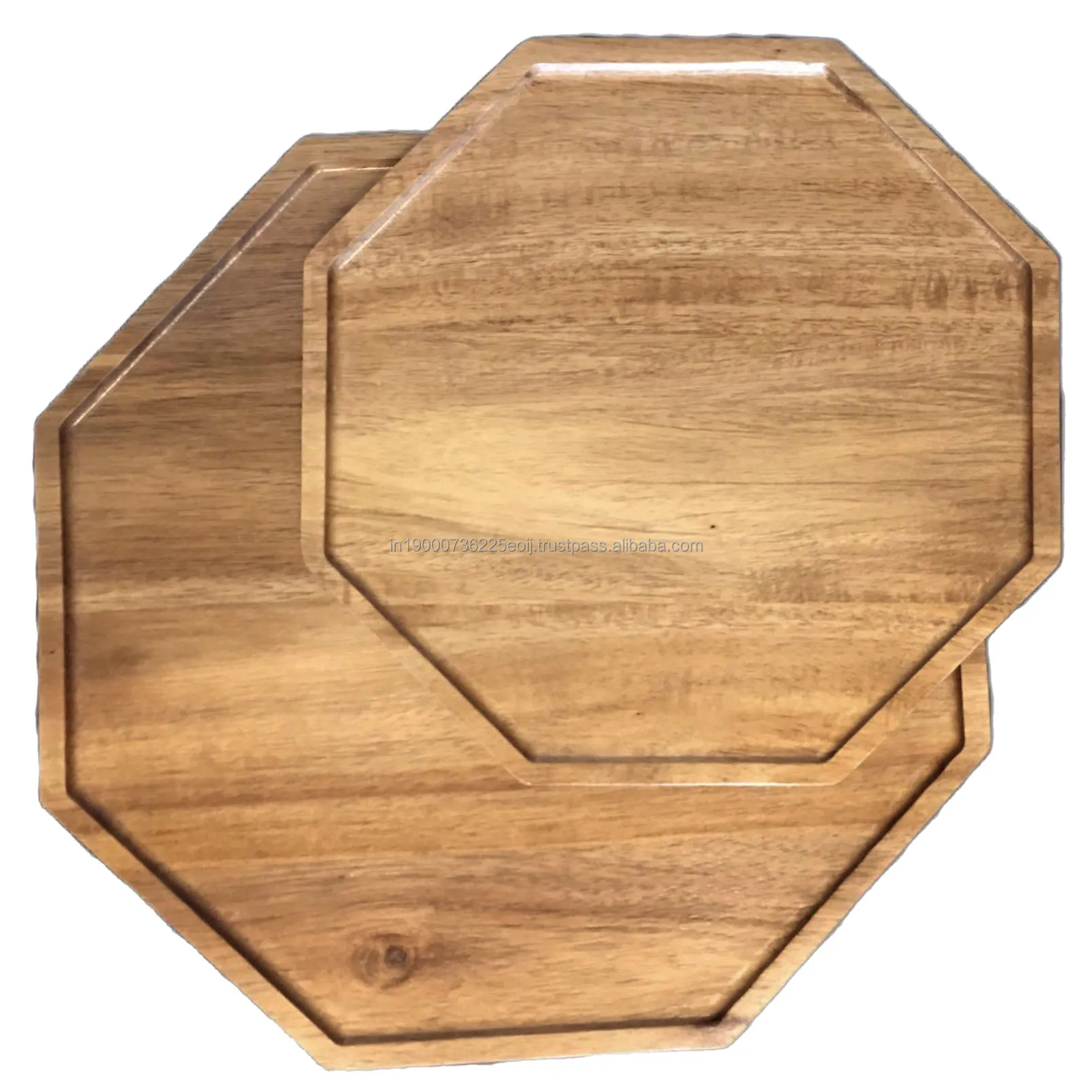 Modern Centerpiece Wooden Serving Charger Plate With White Inlay Design Thanksgiving Tableware