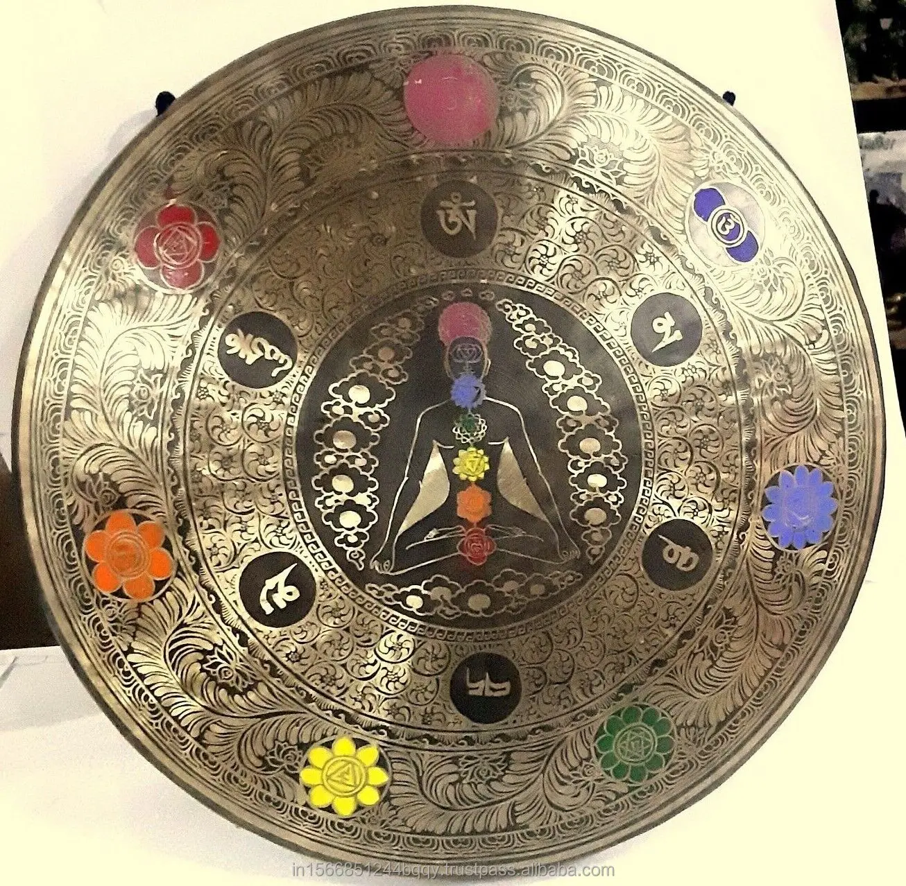 20" Gong Seven Chakra Symbol Tibetan Temple Yoga Meditation Healing