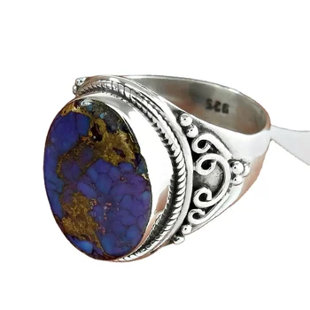 925 sterling silver purple copper turquoise ring handmade jewelry bulk wholesale silver rings suppliers