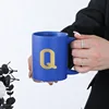 custom alphabet blue ceramic Mug (Q)