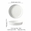 Assiette creuse 8 pouces texture pierre - Blanc mat