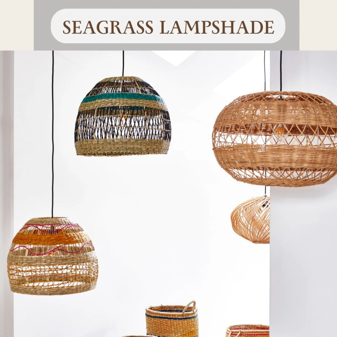 Modern Style Seagrass Straw Lampshade Frames Raffia Lamp Shades New