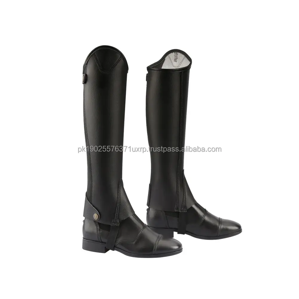 2023 High Quality Men Horse Riding Leather Long Zipper Ridding Real