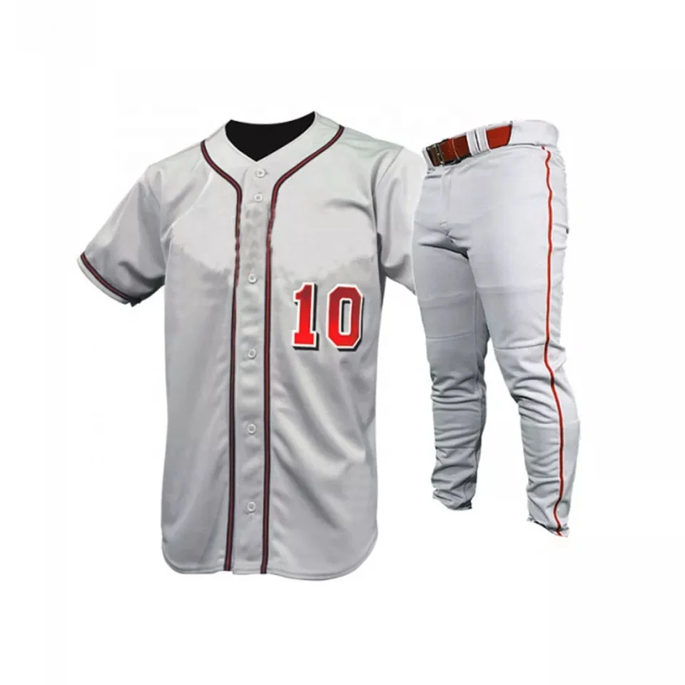 grey baseball jersey with white pants