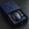 matte deep navy with pale copper accents