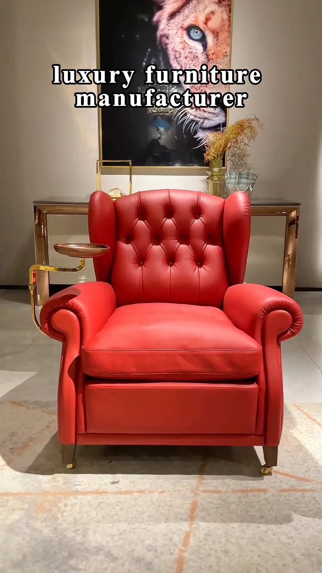 Luxury Italian Style Armchair Red King Throne Sofa