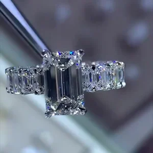 Top Selling 3.50 Carat Moissanite EMERALD Cut Engagement Original Ring in 18k Yellow Gold Fine Jewelry Rings Wholesale