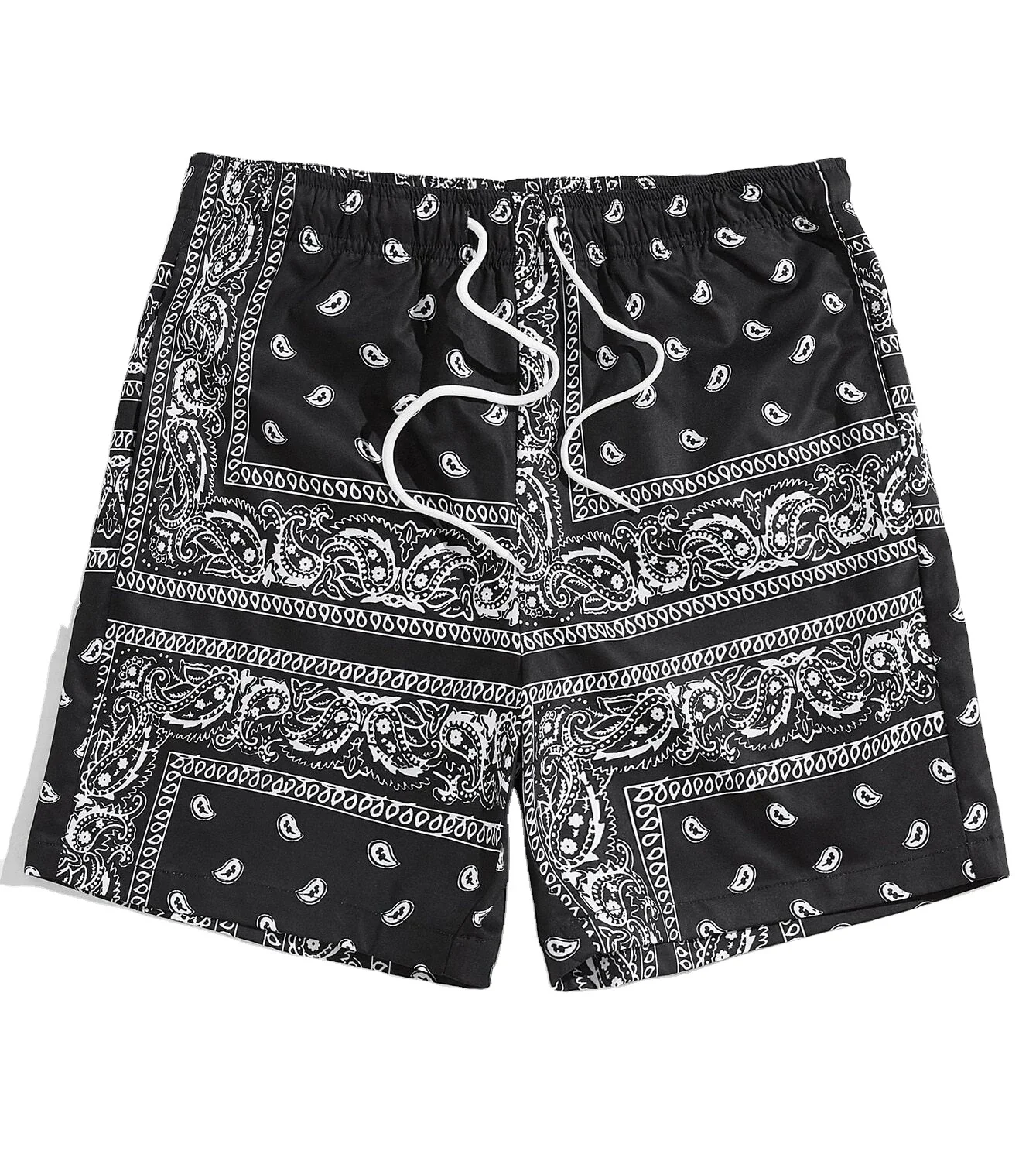 2024 Trending Custom Plus Size Double Layer Paisley Mesh 5 Inch Inseam Youth Basketball Bandana Print Men's Shorts