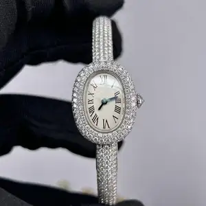 Women's Mechanical Watch Oval Dial Featuring Diamond-set Moissanite Bracelet Featuring Luxurious Sparkling Strap Automatic Watch