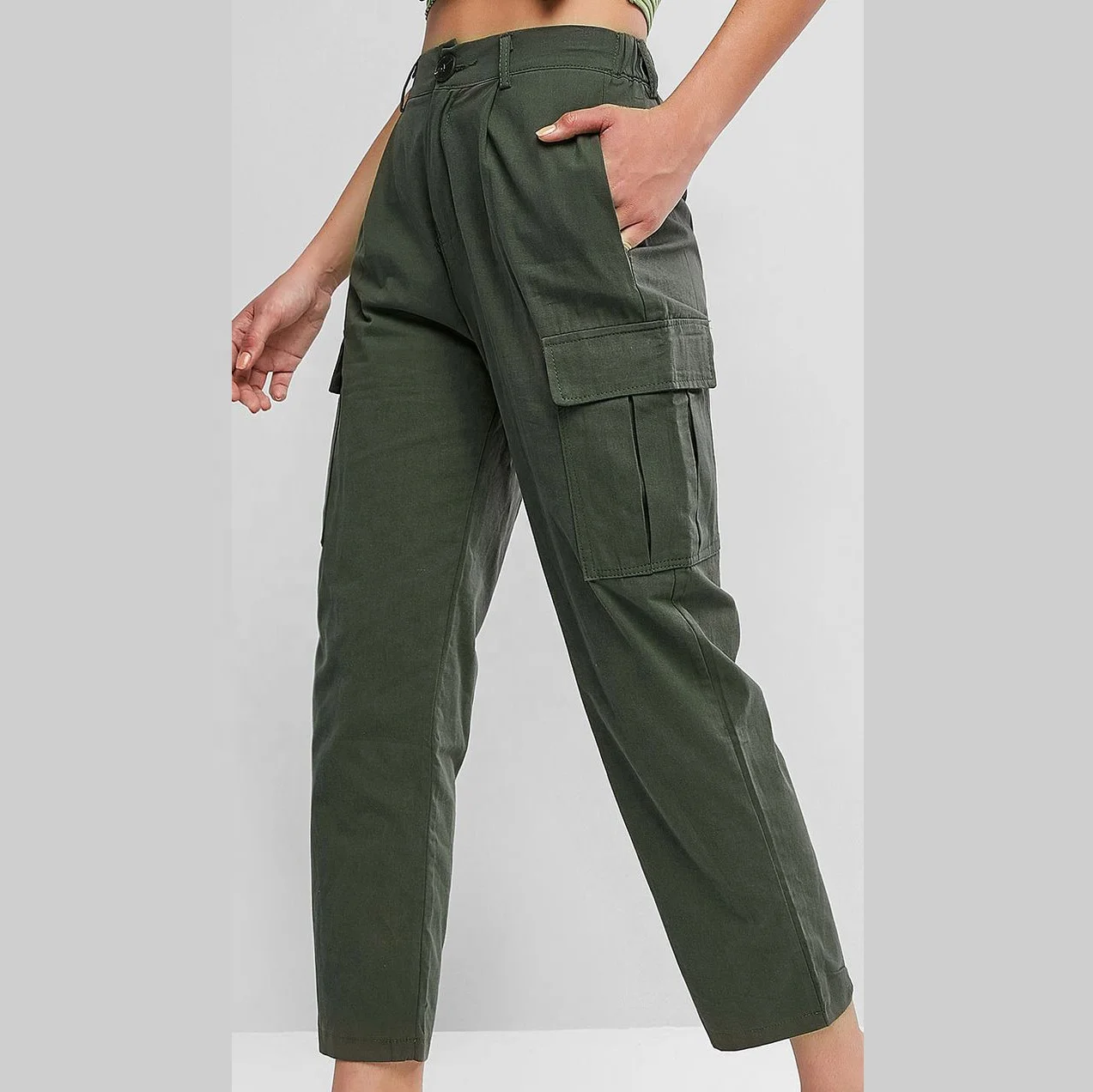 2023 Green Camo Design Women's Fashionable Streetwear Multi Pocket ...