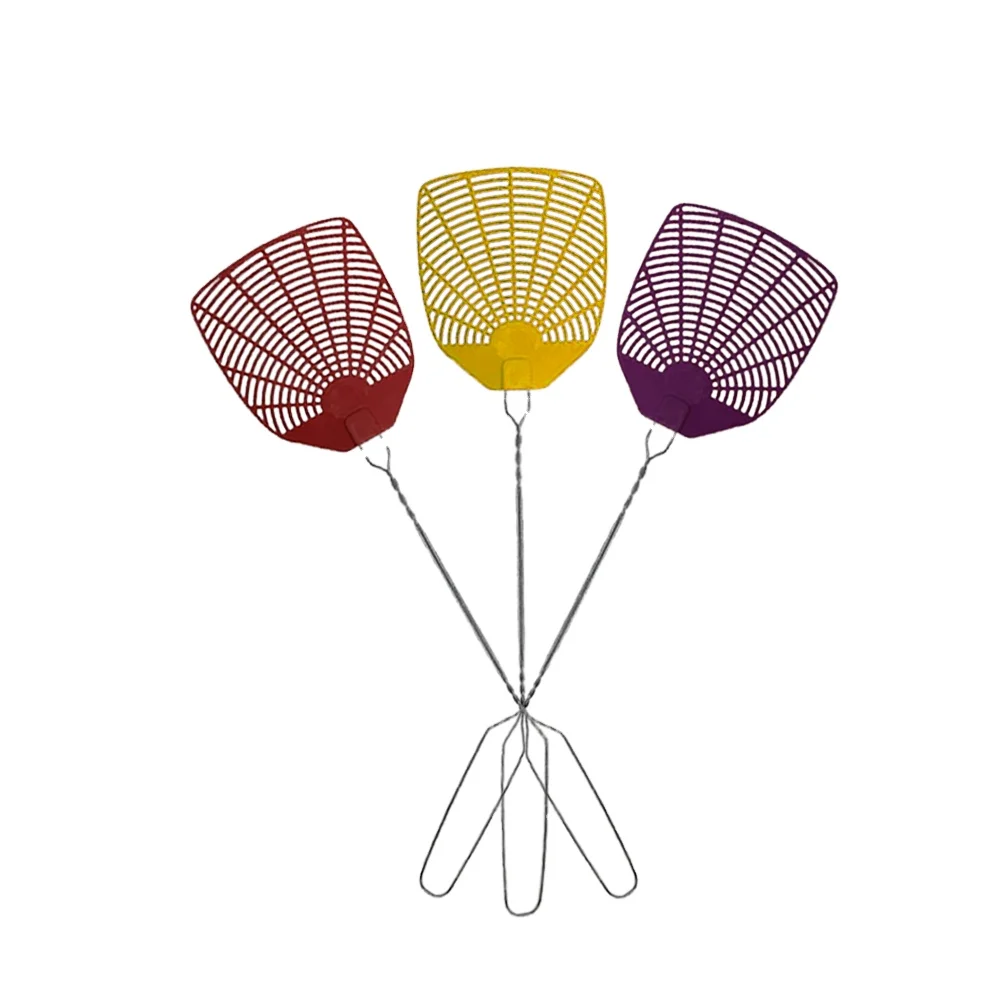 Fly Swatter Extra Long Metal Wire Handle Strong Plastic Blade Manual Swat Set Kill Insects
