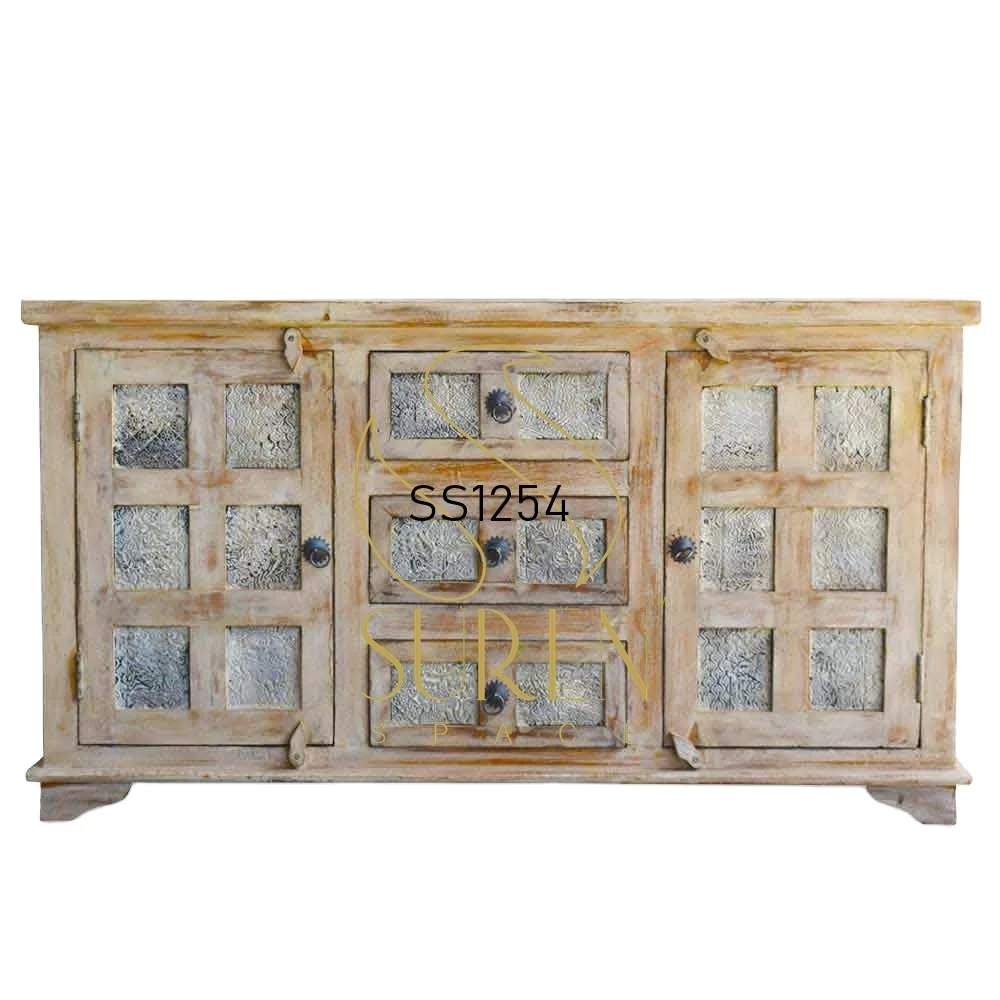 Античный дизайн Высококачественная мебель для столовой белый блок бедствия с принтом уникальная боковая доска индийский деревянный
