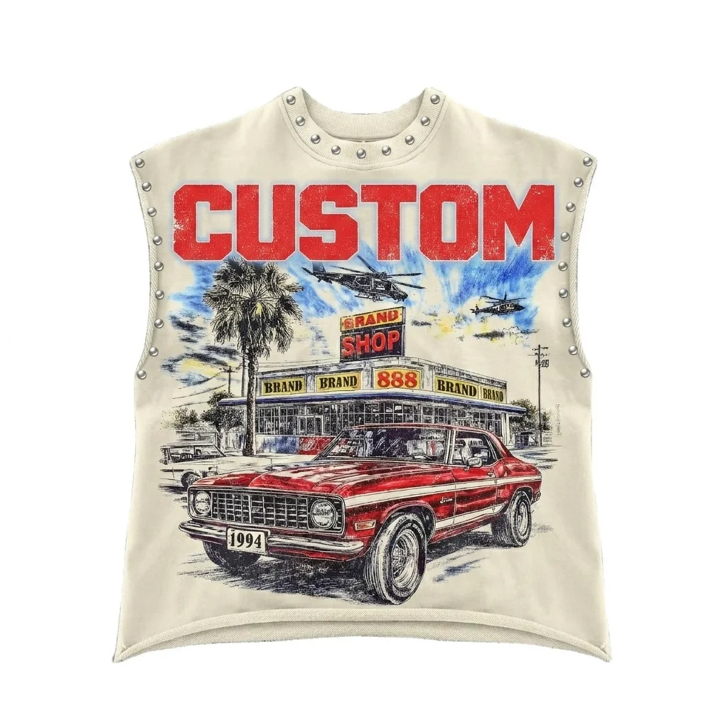 Glory Custom Distressed Graphic Cropped Tank Top New Trendy Printed Rhinestone Design For Unisex Street Wear
