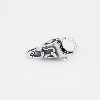 Retro Antique 925 Sterling Silver Dog Shaped Double Claws Lobster Clasp For Necklace & Bracelet