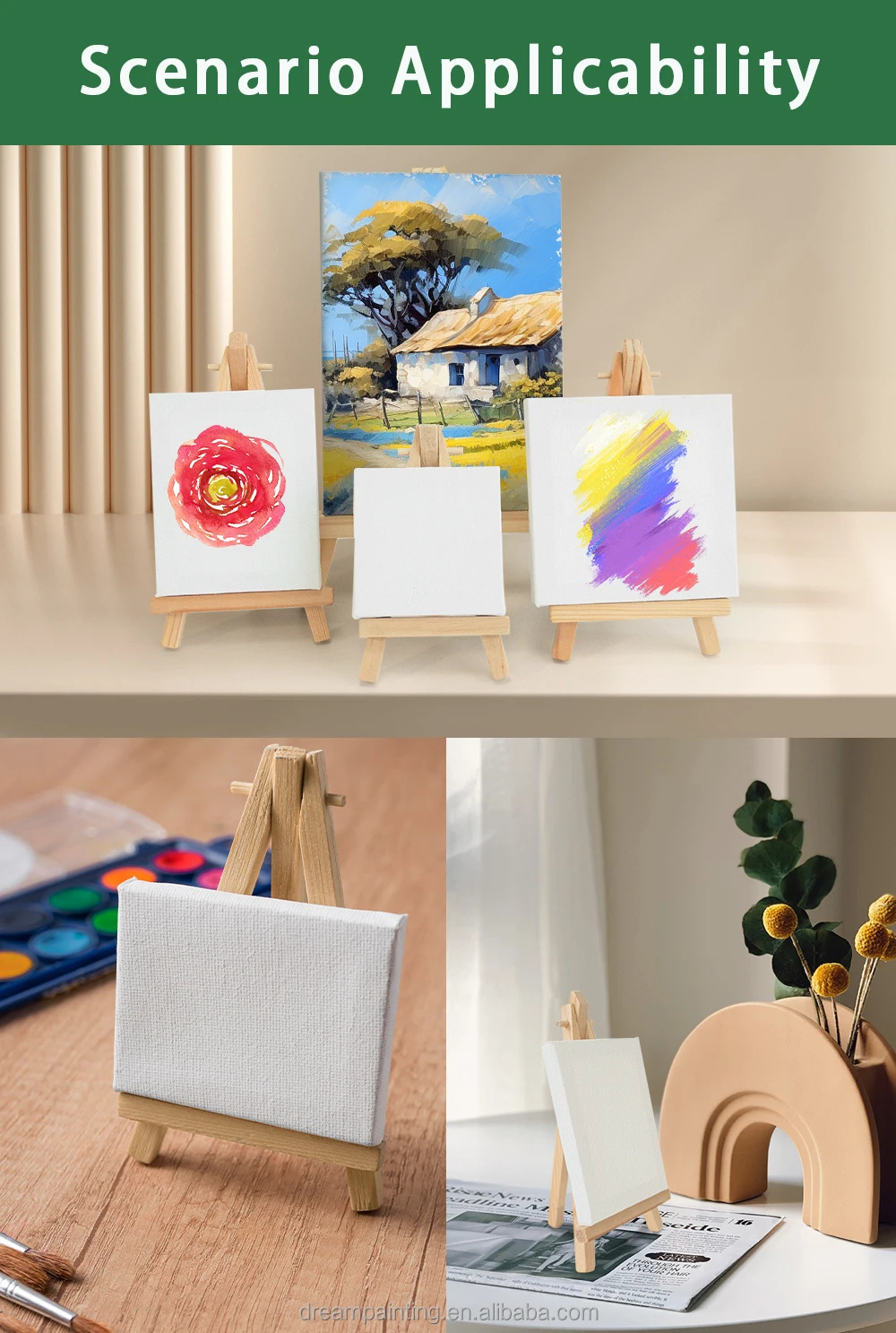 Art Supplies Mini Canvas and Art Easel Set, 100% Cotton Art Canvases ...