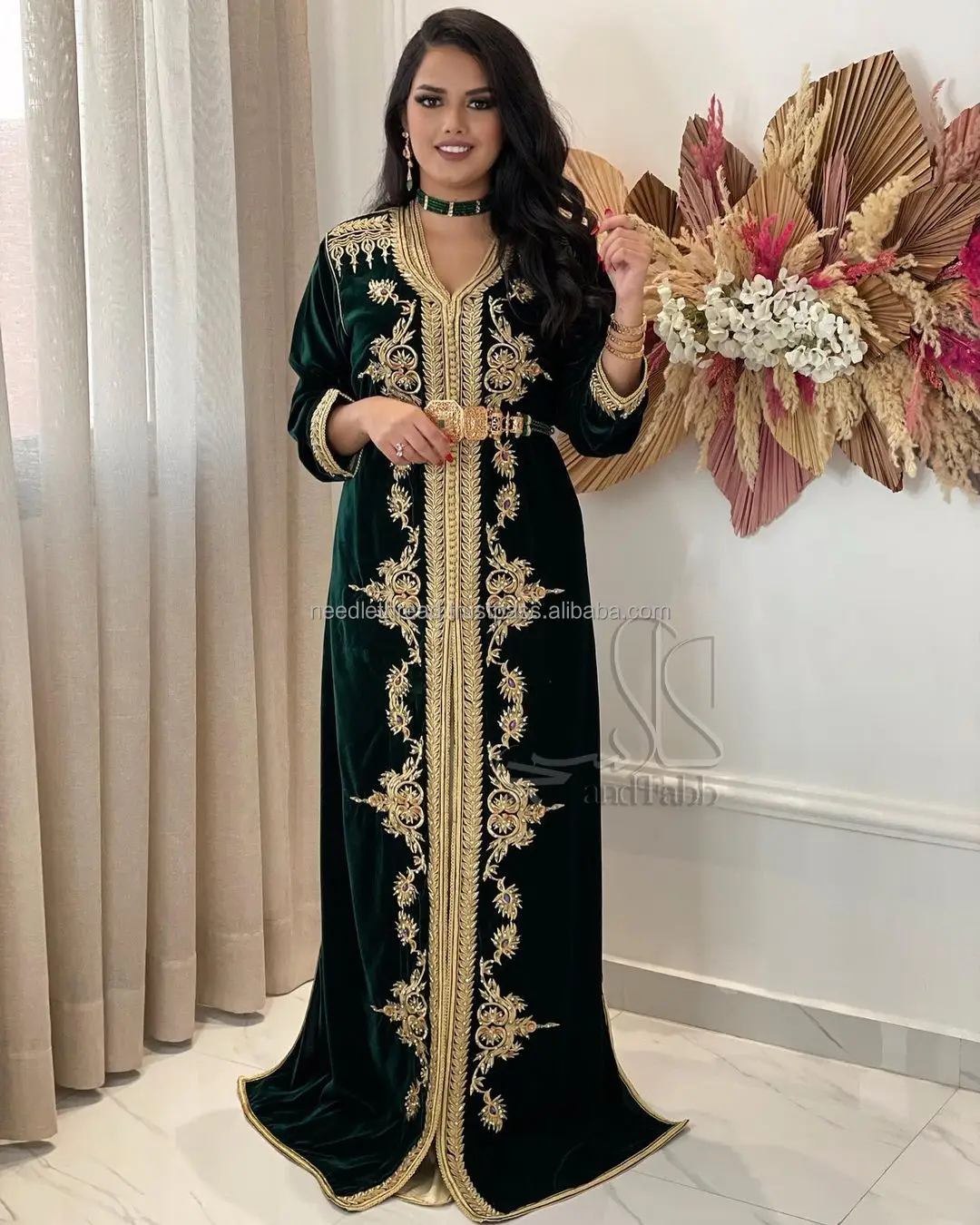 Bottle Green Moroco Caftan For Muslim Party Wedding Even Eid Ul Adha ...