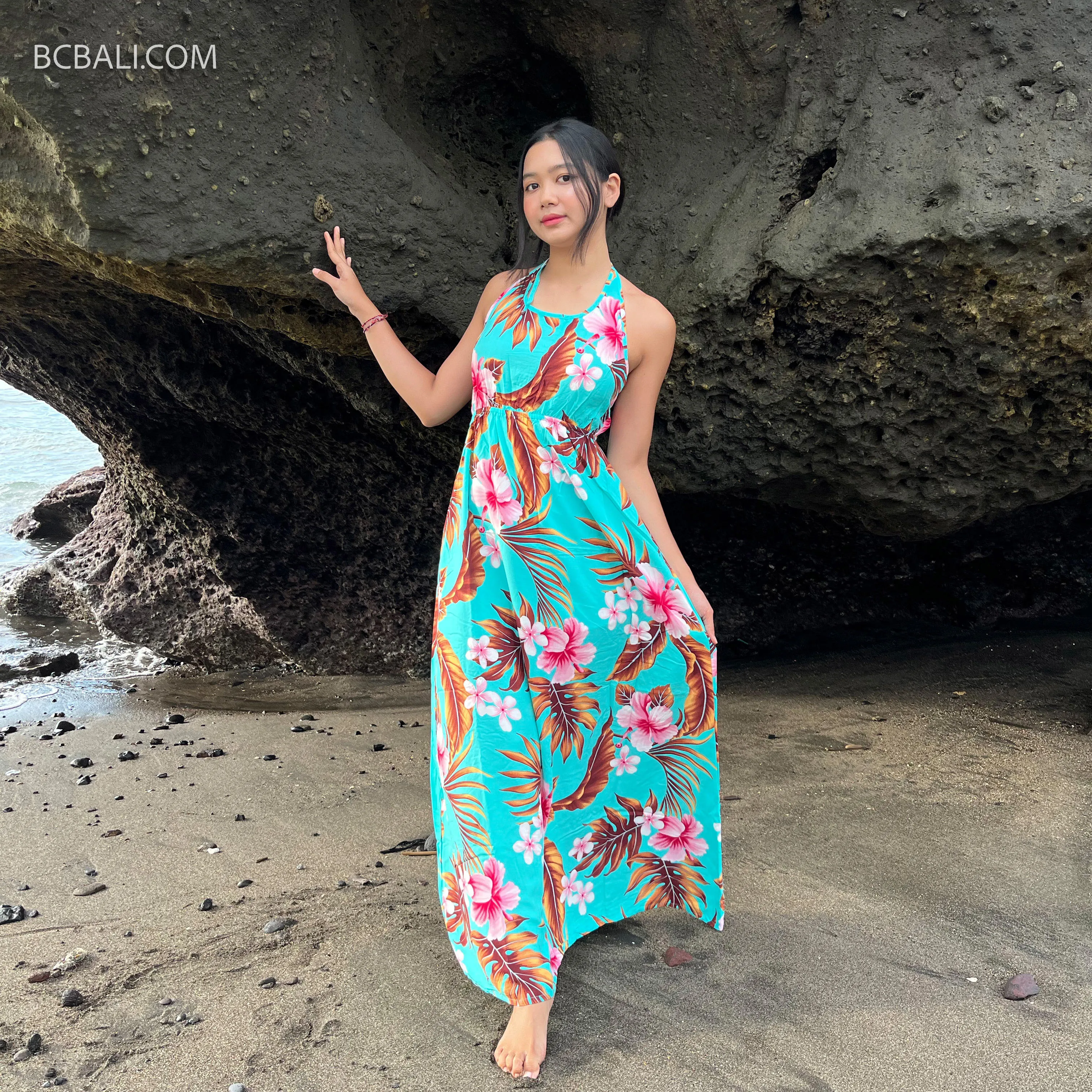 New Arrival Rayon Summer Beach Dress Bohemian Maxi Dress With Floral Print Handmade In Bali 2025