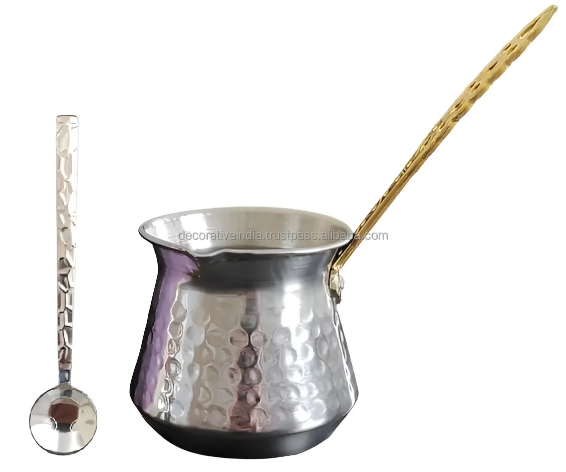 Turkish Greek Brass Coffee Pot Cezve With Wooden Handle Tea Making Pot ...