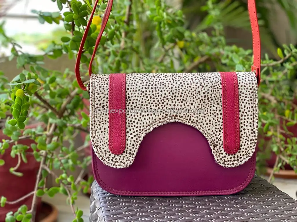 Western Style Women Stubby Color Recycled Leather Sling Bag Handbag