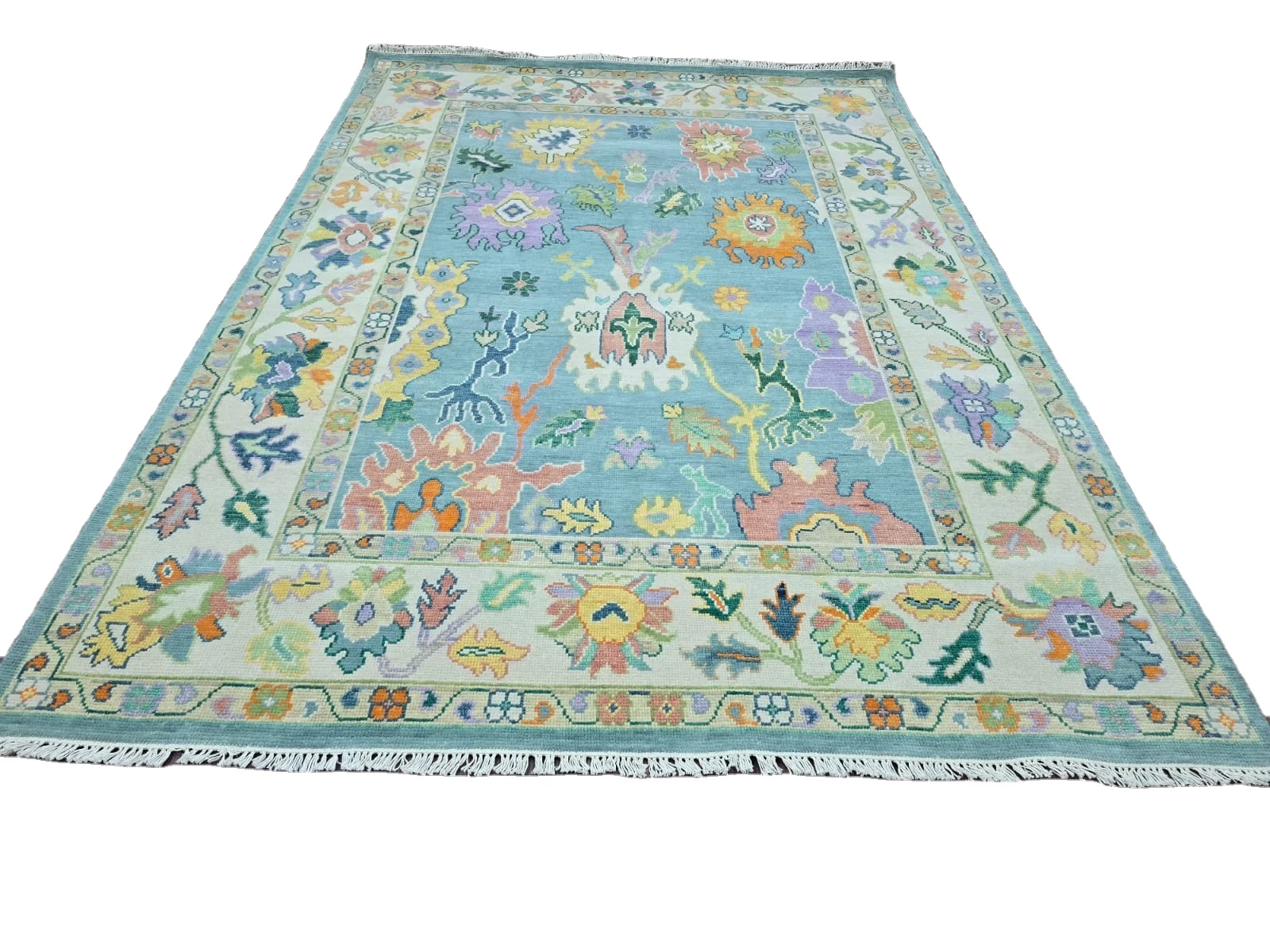 Klim Carpet Rugs high Abstract Design Oushak Hand-Knotted Blue Handmade Hand knitted  Persian 9x12  Living Room Area Floor Set