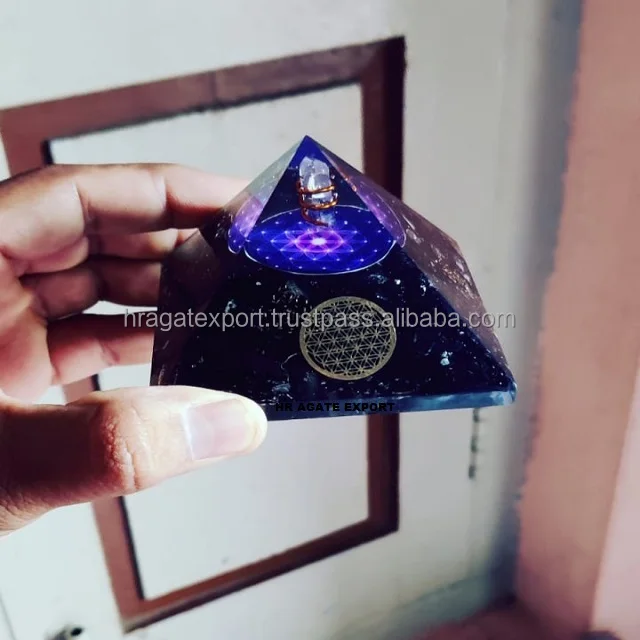 7 Chakra Orgonite Pyramid, Crystal and Copper, EMF Protection, Healing Energy, Meditation, Home Decor