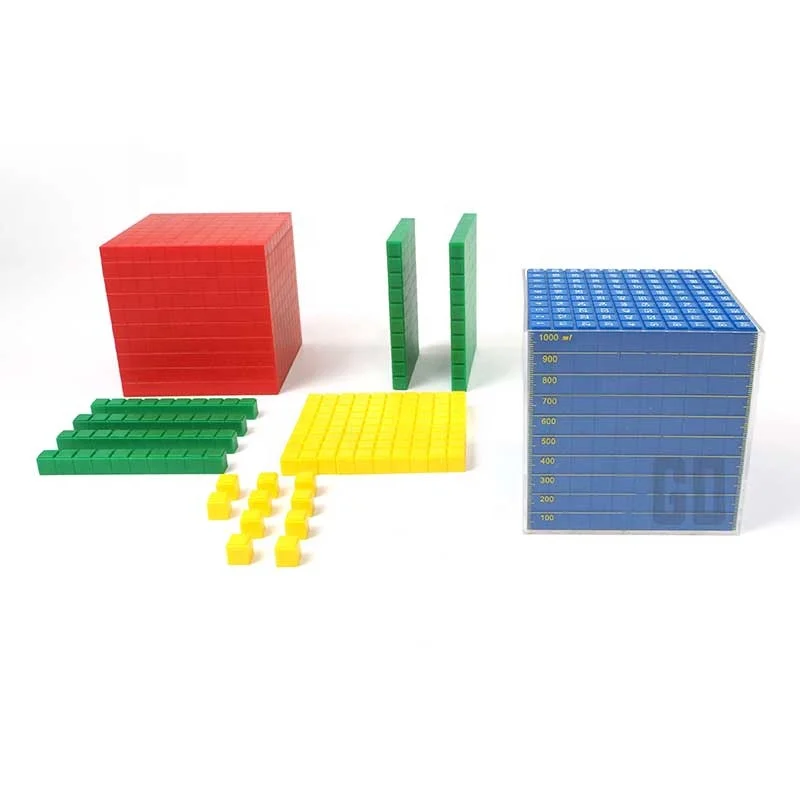 Set of 132 Piece Convex Surface Base Ten Frames, Place Value Blocks, Math Manipulative Plastic Base 10 Blocks Frame with Box