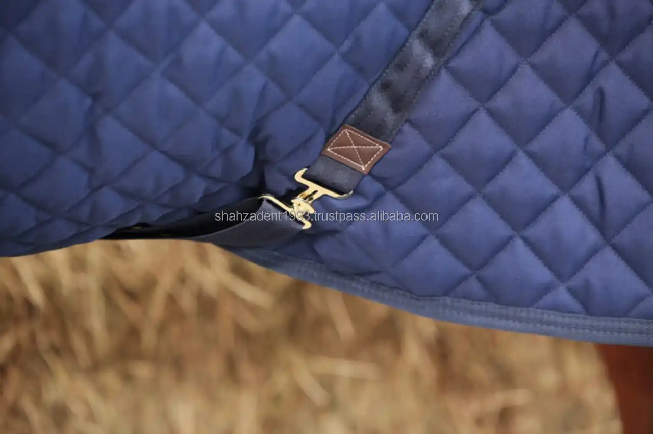 Navy Horse Rug/blanket Quilted With Fur Sheep Skin Dark Brown Color