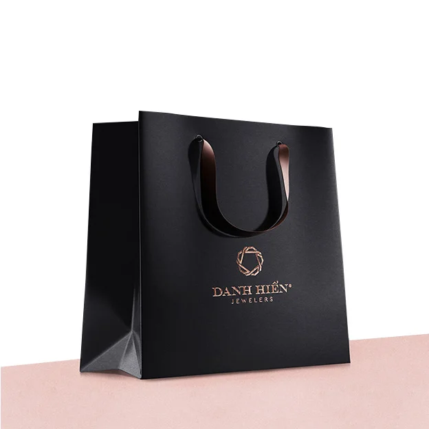 Luxury Custom Size Package Paper Handle Paper Bag Kraft Paper Shopping Bag