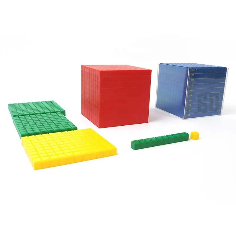 Set of 132 Piece Convex Surface Base Ten Frames, Place Value Blocks, Math Manipulative Plastic Base 10 Blocks Frame with Box