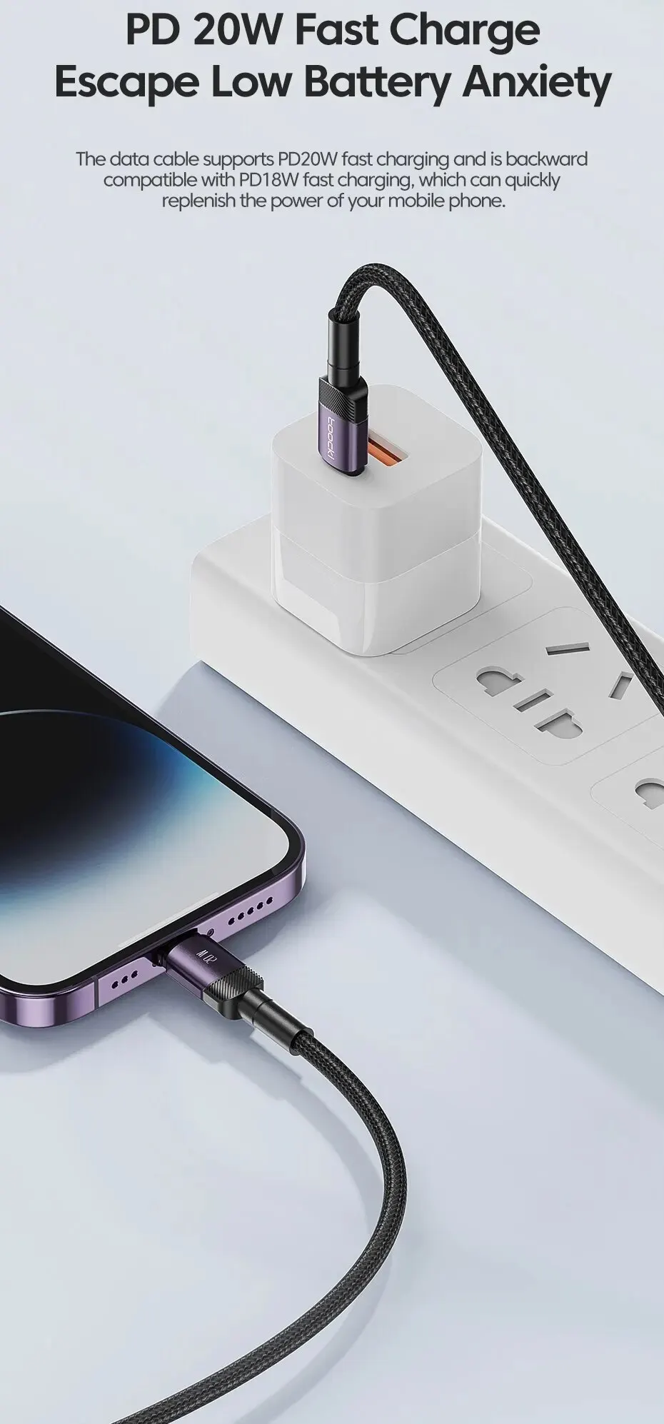 Toocki Pd 20w Usb C To Lightnin Cable For Iphone 15 14 13 12 11 Pro Xs ...