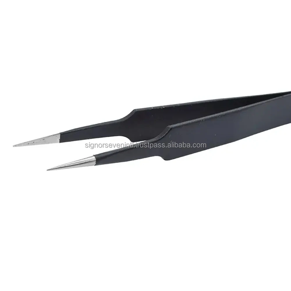 Private Label Antistatic Tweezers Straight Tip Curved Tip Stainless