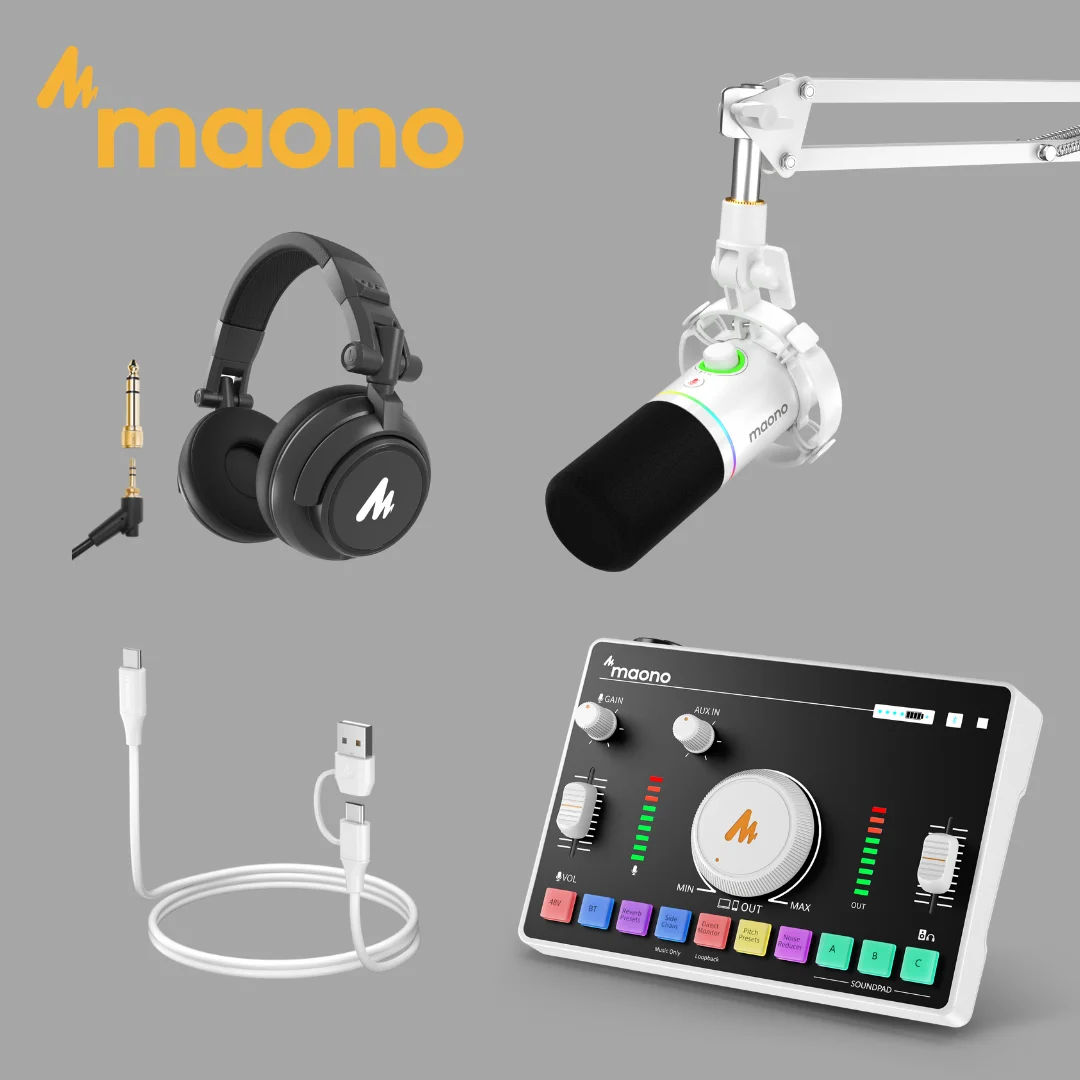 MAONO PD200XS XLR/USBダイナミックマイク、アームスタンド付き