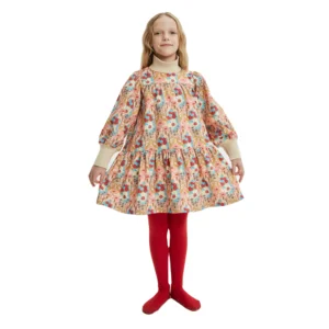 Autumn Winter Fashion Kids Girls Dress Yarn Knitted Cuff and Collar Custom Print Pattern With Private Label