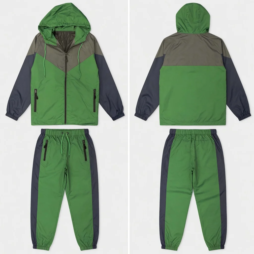 Custom OEM Unisex Hooded Windbreaker Tracksuit Lightweight Waterproof Zip Jacket Jogger Pants Sports Casual Set For Wholesale