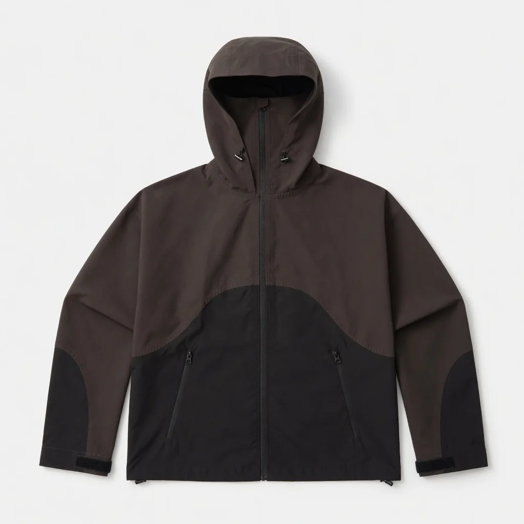 Custom Hooded Windbreaker Jacket Men Waterproof Zip Up Outdoor Lightweight Streetwear Jacket Bulk Wholesale OEM